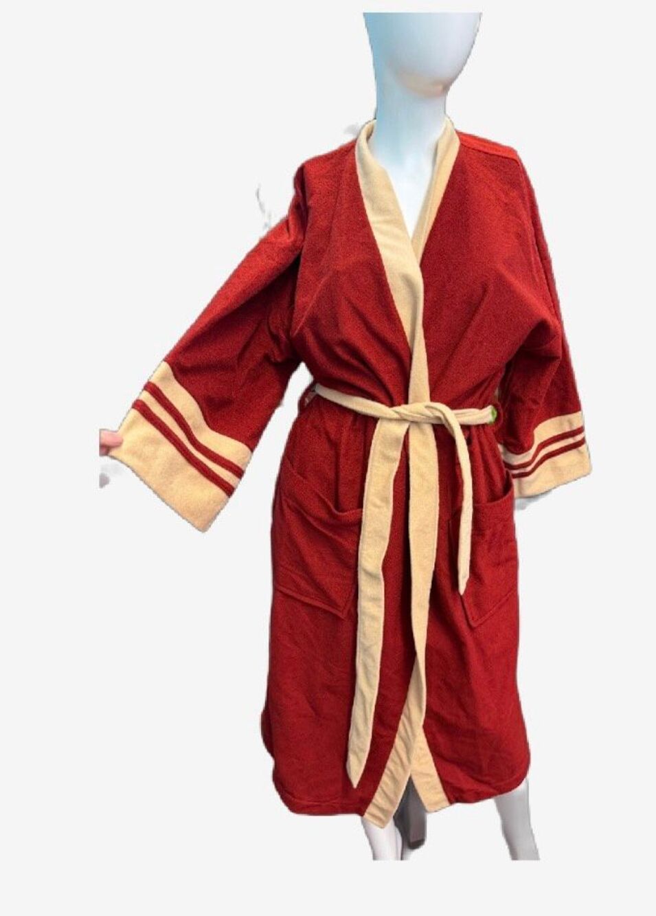 Straton Vintage 80’s Red and Tan Men’s Bathrobe size medium - Picture 2 of 6